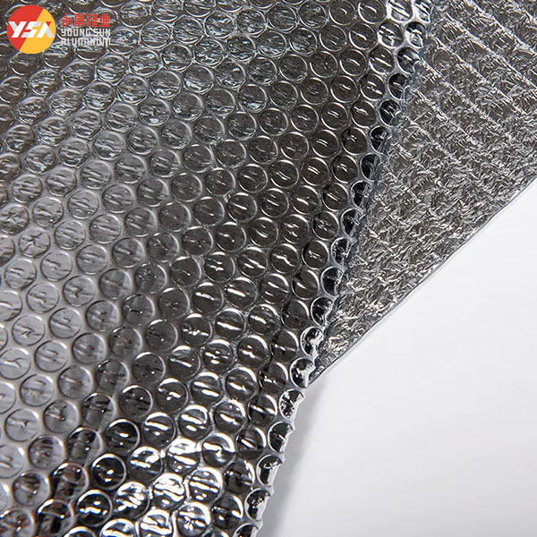 Close-up of double bubble insulation material showing reflective surface