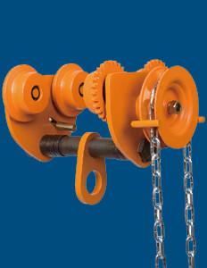 China Jib Crane Push Travel Trolley Hoist , Chain Sling 10 Ton Geared Chain Block Trolley on sale