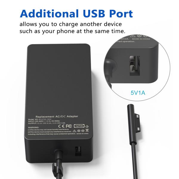 15V 6.33A 102W Microsoft Surface Power Charger PC Fireproof Material For Book / Laptop