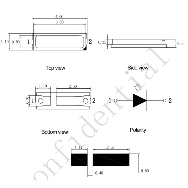 High Efficiency 0.55mm White Light Emitting Diode High Reliability For TV Back Light