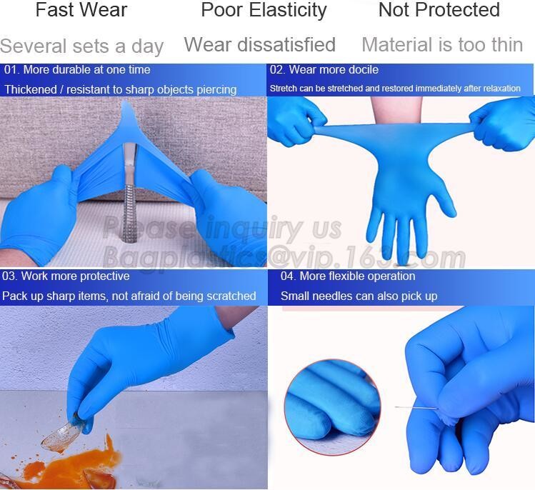 Medical Disposable Nitrile Coated Hand Gloves,Industrial Garden Working Resistant Disposable Nitrile Black Gloves BAGEAS