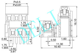 double row screw terminal block DL128A-XX-3.5/3.81