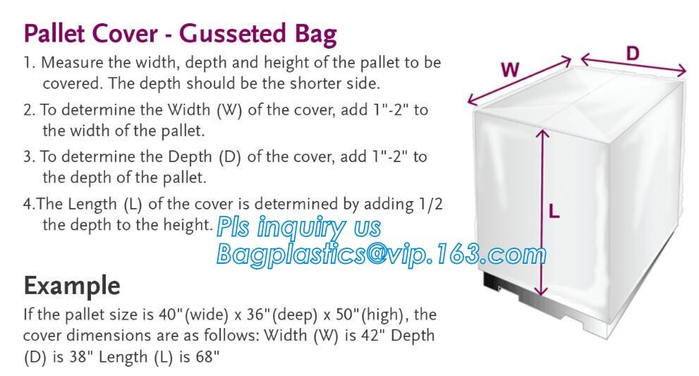 Customized Square Bottom or Side Guesst Plastic Protective Pallet Covers, 4 Mil Dust proof Clear Pallet Covers, BAGPLAST