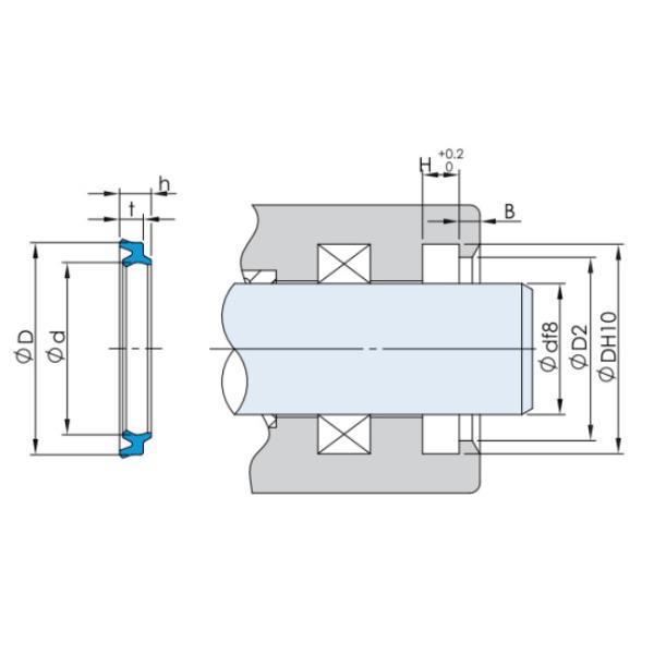 DHS Type Hydraulic Cylinder Wiper Ring, DH Polyurethane C-Shaped Bidirectional Sealing Ring