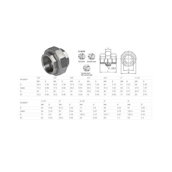 BSP Stainless Steel Pipe Union Threaded Fittings MSS SP