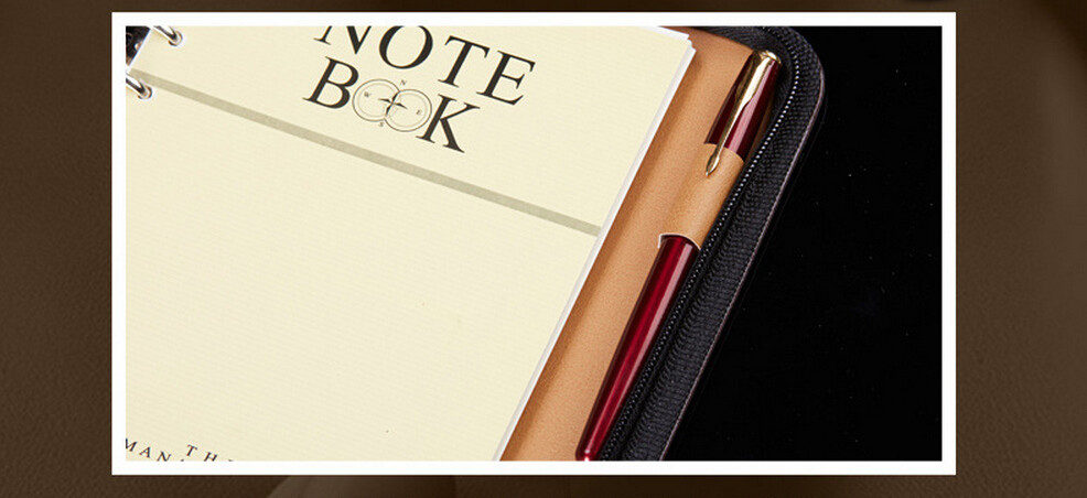Pu Leather Manager folder notebook with zipper and Calculator