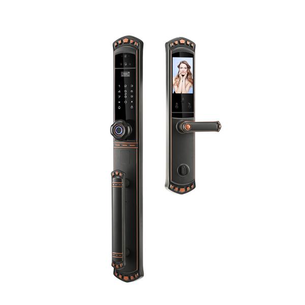 Quality Red Bronze 3D Face Door Lock With Video Intercom Function With 6068 Mortise for sale