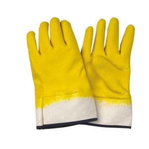 China Flexible Function Yellow Latex Fully Coated Knit Wrist Work Gloves with Jersey Lining wholesale