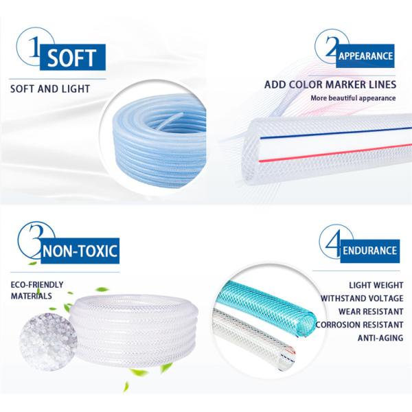 Clear Plastic Vinyl Tubing Fiber Reinforced Braided PVC Tube Pipe Hose for Water Transfer