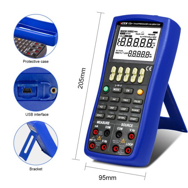 Quality VICTOR15+ Multifunction Process Calibrator Handheld Battery-Operated Instrument for Measuring and Sourcing Parameters with Pressure Calibration for sale