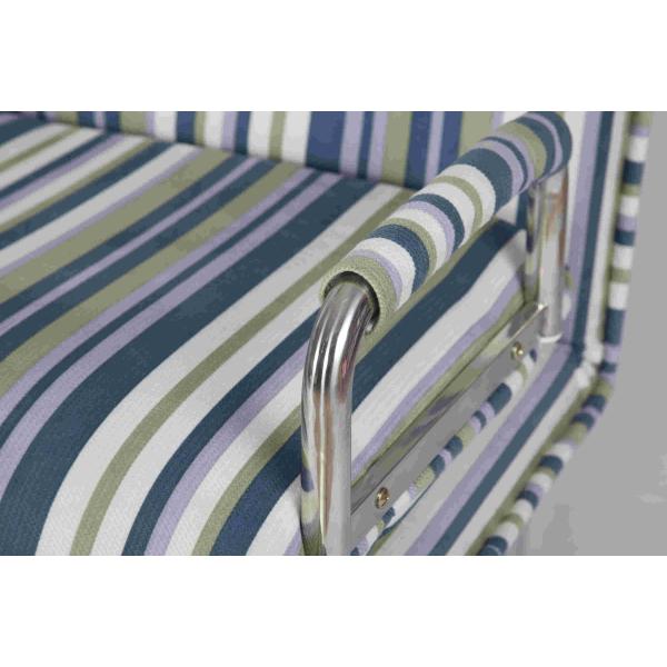 30KG Modern Home Sofa Bed Rounded Edges With Chrome Legs Armrest Blue And White