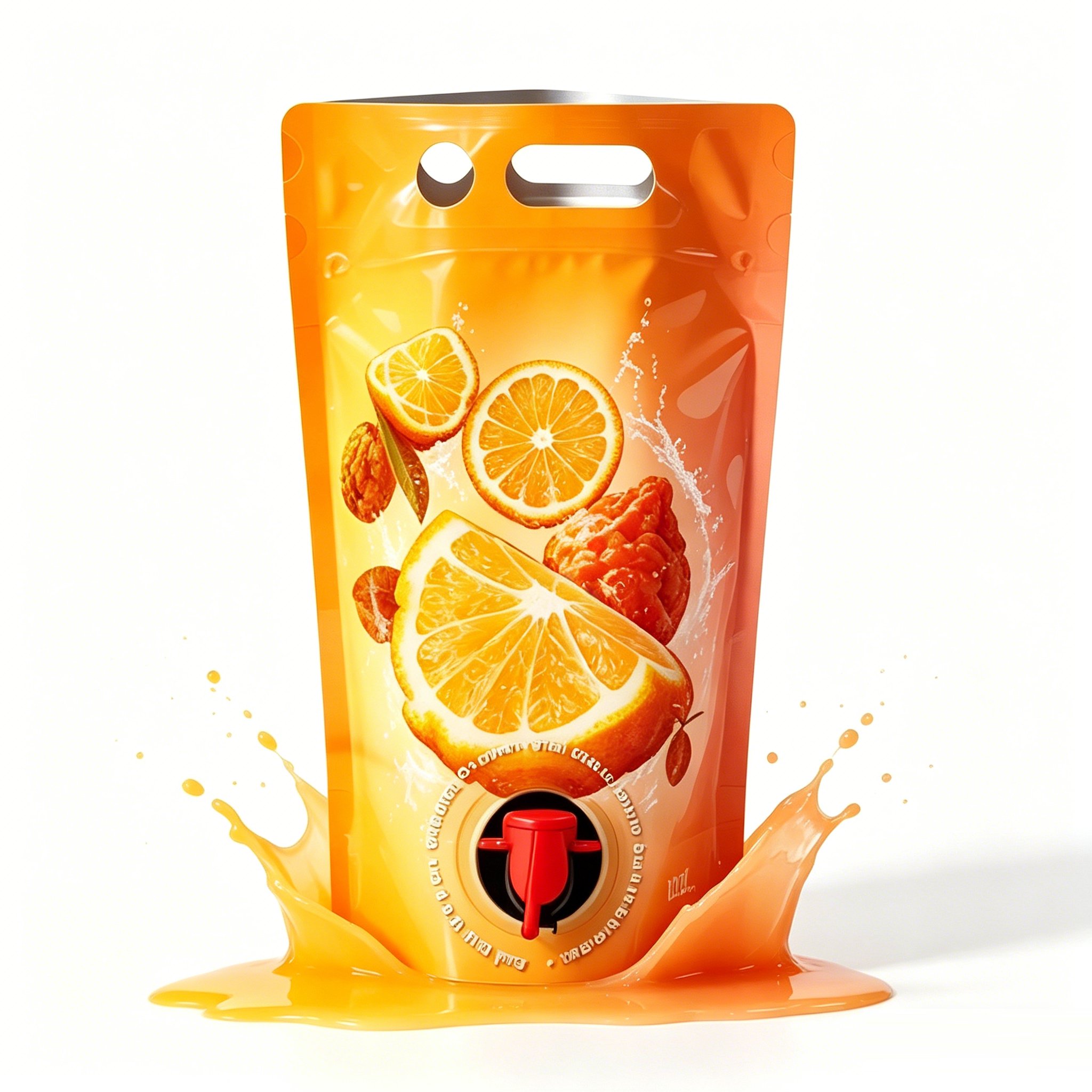 1.5L Food-Grade Double Gusset Pouch with Tap - Heavy-Duty Reusable Bag for Orange Juice, Drinks & More