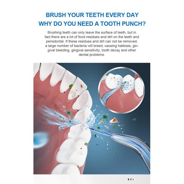 Leakproof Portable Cordless Water Flosser , Rechargeable 250ml Water Jet Dental Wash