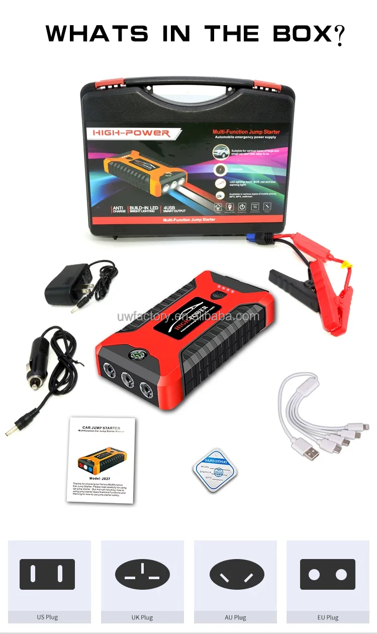 Hybrid Inverter Compatible 12V/24V Multi-Function Jump Starter with Air Compressor and 600A Portable Battery Charger