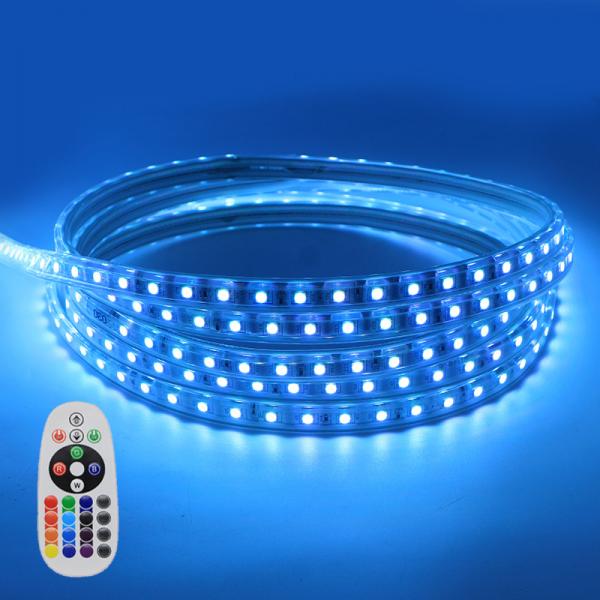 Quality 110 V RGB LED Light Strip SMD 5050 Dimmable and Flexible Smart Rope Light with Remote Control for sale
