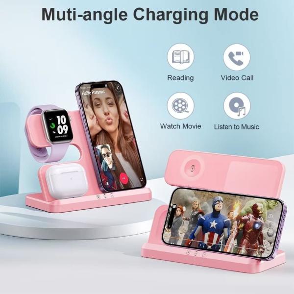 Wireless Charging Station for iPhone and Apple Watch Fast Charger for AirPods Pro 3 2