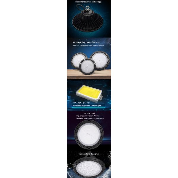 110lm/W LED High Bay Light Fittings HKV-UFO-200W SMD Warehouse High Bay Lighting