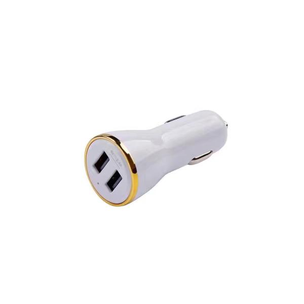 2.4A3.4A4.8A double USB car charging horn, gold plated ring car charger