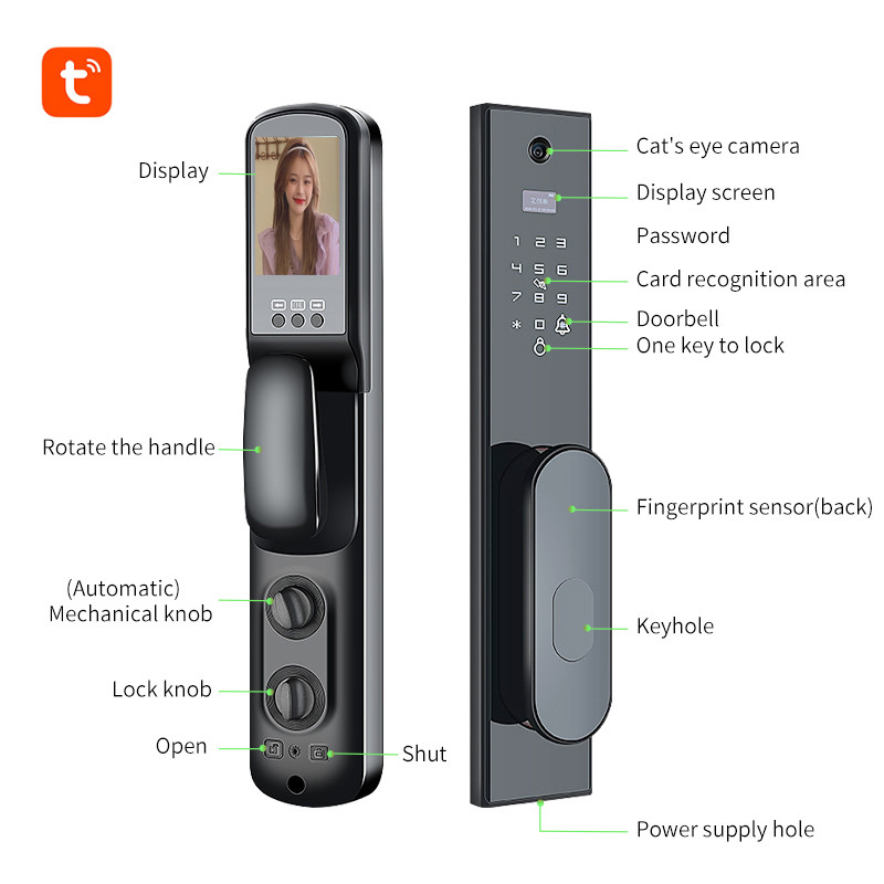 Tuya Smart WiFi Digital Door Lock Code Card Smartphone Fingerprint Face Scene
