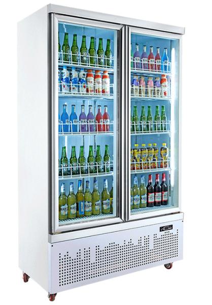 Quality Freser Upright Display Freezer , 1000L Double Door Coke Fridge for sale