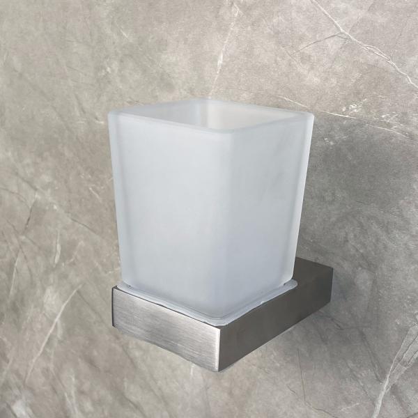 Sus 304 Single Glass Cup Toothbrush Holder Bathroom Square Tumbler Holder