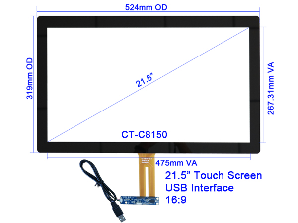 21.5" USB Capacitive Touch Screen ILI2302 Controller For Kiosk / ATM