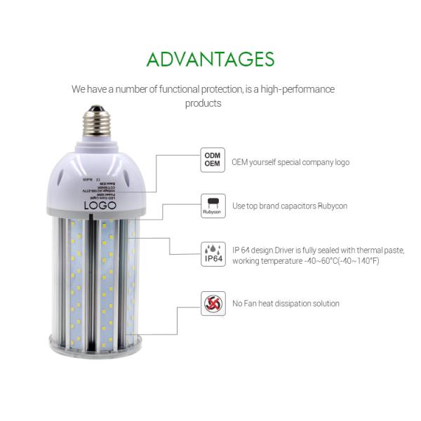 Warm / Cool White LED Corn Light 2835 SMD E27 IP64 Waterproof For Conopy