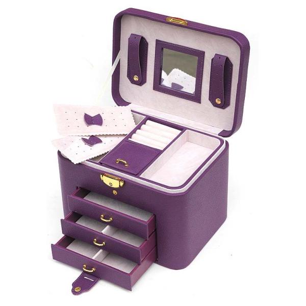 Leather Jewelry Train Case , Eco Friendly Valuables Storage Case