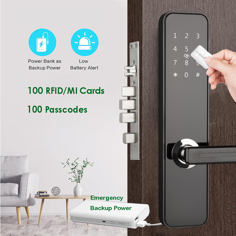 Electronic Keyless Entry Door Lock NFC/IC Card Unlock With Handle Touchscreen Keypad Smart Digital Door Lock