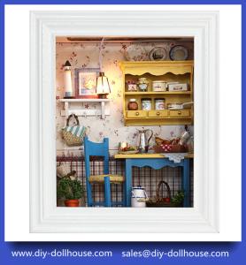 China Diy wooden dollhouse mini glass dollhouse miniature room box model building cottage W002 wholesale