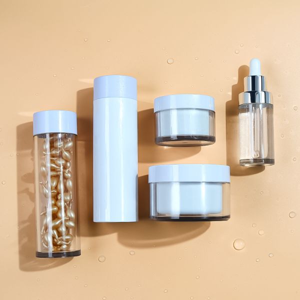 Close-up view of cosmetic bottle components showing material quality