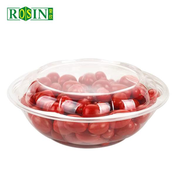 64oz Custom PET Round Plastic Fruit Packaging Plastic Food Packaging With Lid