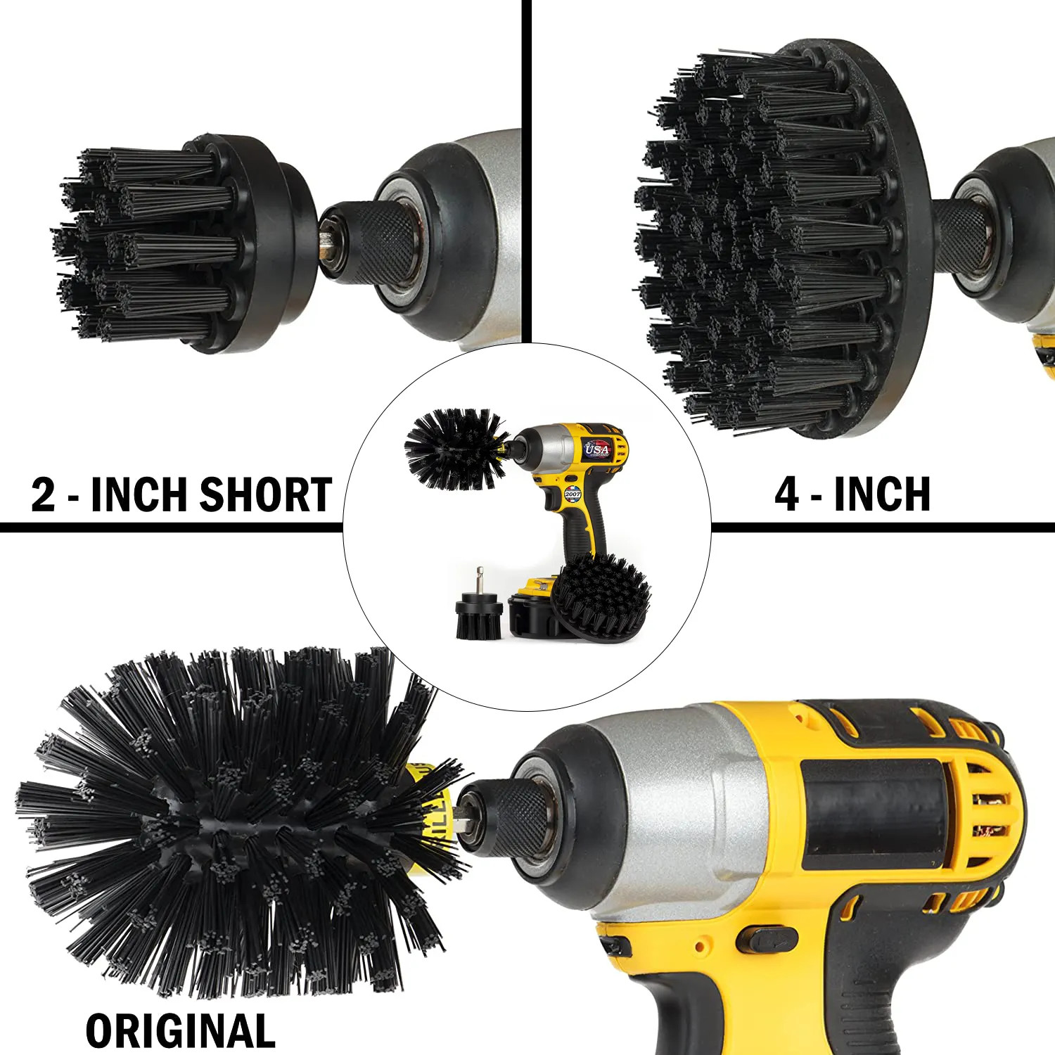 Cordless Drill Brush Brush Attachment Power Scrubber Set 4 Piece