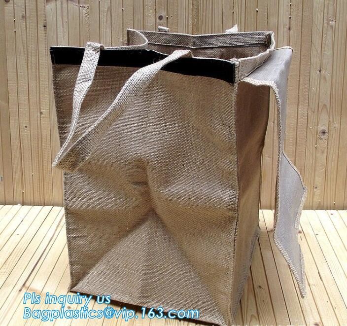 Fabric 3 sets Jute home organization storage basket/boxes stackable for household with cotton handle bagease package