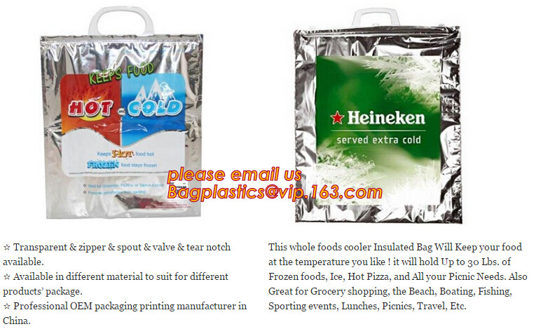 Custom Packing Aluminum Foil Zip-Lock Grocery Handle Thermal Insulation Cooler Bag For Outdoors,Promotional Insulated La