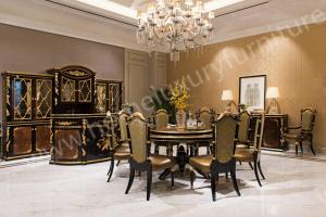 China Large Dining Set For Sale Carved Solid Wood Dining Table 6 Chairs Set TN-023B wholesale