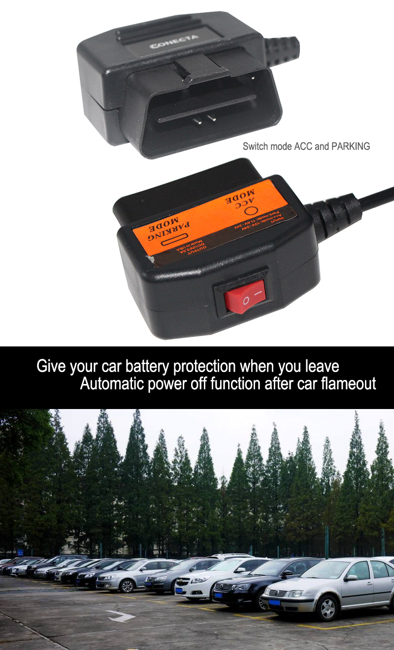9-36V OBD2 16Pin to USB A Male Step Up Cable for Car Diagnostics