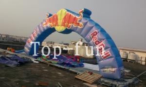 China 12m Span by 4m High Oxford Fabric Inflatable Arch For Promotion For Advertisement Red Bull wholesale