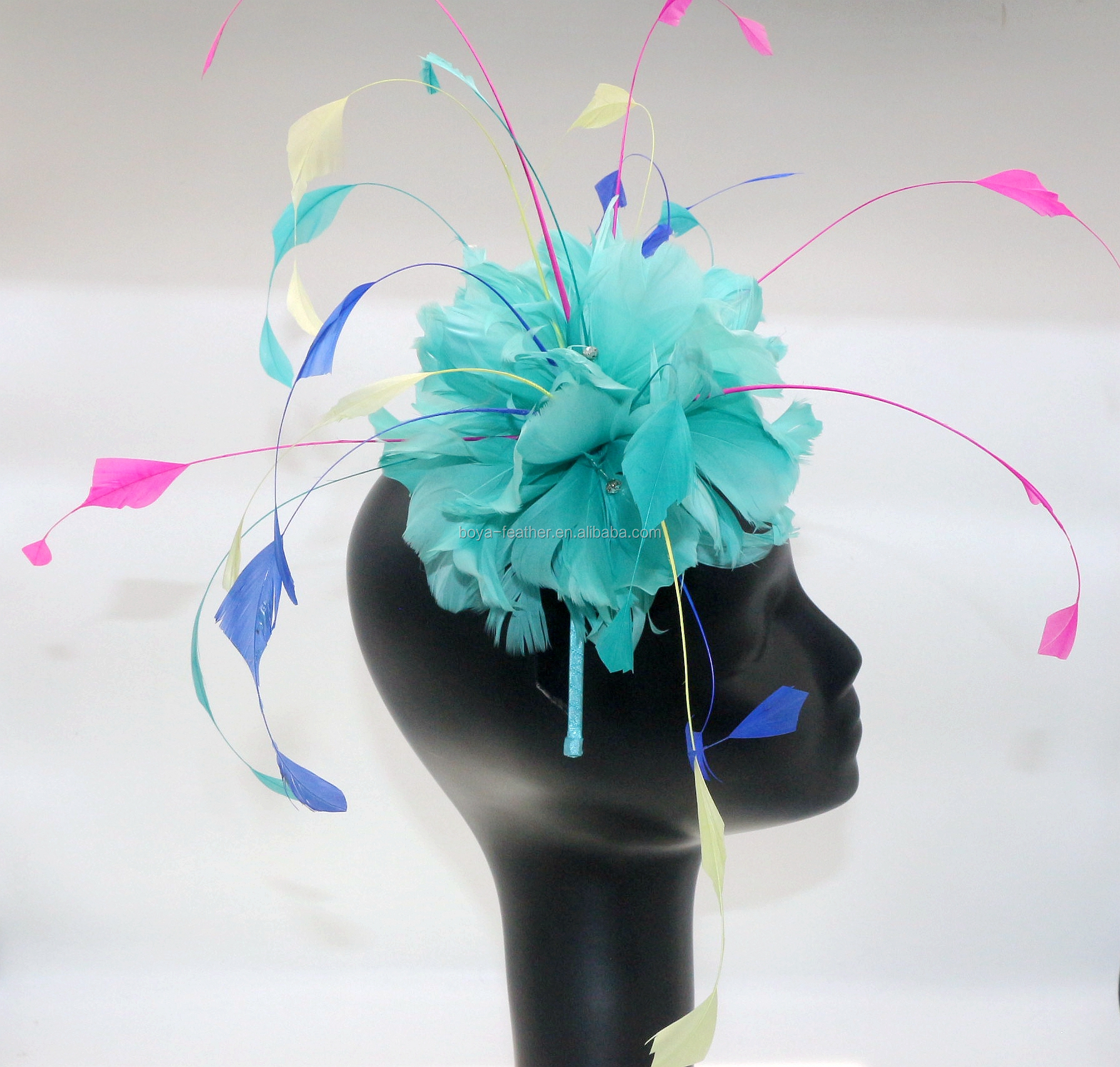 Event Party Supplies Coque and Goose Feather Flower Mount with Headband 15*30 cm