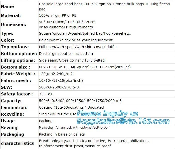 polypropylene woven plastic jumbo bag pp big bag for sand, building material, 500kg-1000kg PP Woven Jumbo Bag Big Bag wi