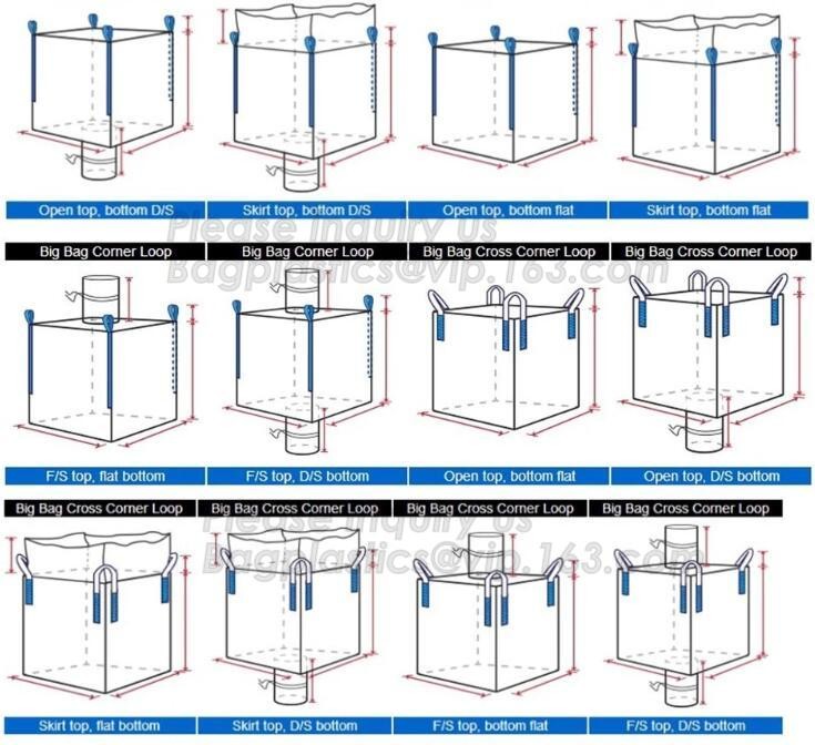 customizable PP u-panel baffle big bag /coated white woven PP jumbo bag/ventilated 4 panel baffle bag/all colors availab