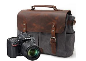 China CL-900 Gray Classical Design Waxed Canvas and Leather Camera Bag wholesale