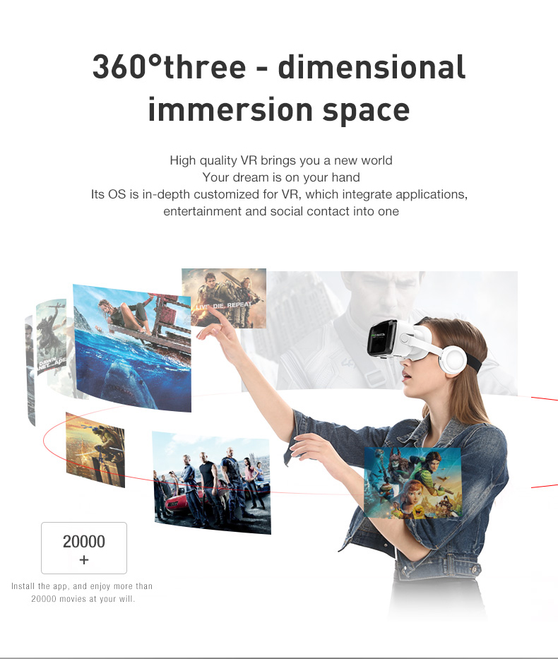 Wireless Headphones AR Headset for TV Movie Video Games Compatible IOS Android Virtual Reality Smart VR Box 3D Glasses Helmets