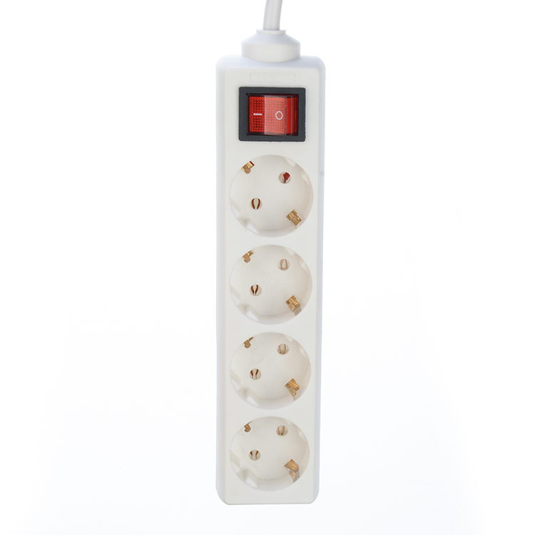 1m 2m 3m European Plug Adapter With 4 Outlet Power Strips H05VV-F 3x1.5mm2 Power Cable Eu Plug 16A for Electrical Plug