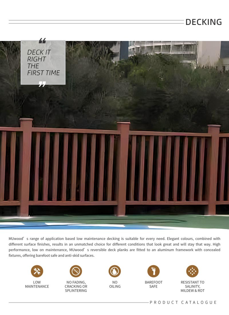 Composite WPC Hand Railing Commercial WPC Stair Railing Fire Retardant