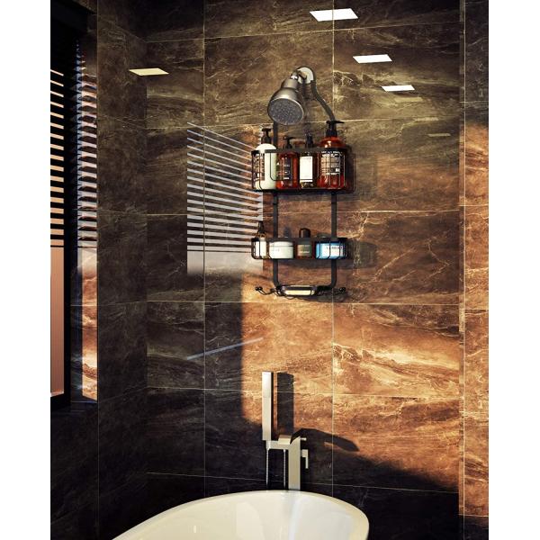 Rustproof Black Over Head Shower Caddy Bathroom Hanging Shower Organizer with Hooks