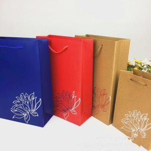 China Eco Friendly Kraft Paper Shopping Bags Logo Printed For Store / Supermarket wholesale