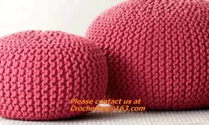 hand made crochet floor pouffe crochet knit hassock crochet knit Ottoman Floor Cushion