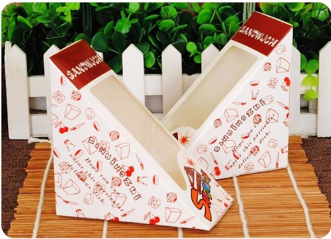 kraft paper sandwich box with window ,triangle sandwich box for packaging,Cardboard Box With Clear Window Burger Sandwic