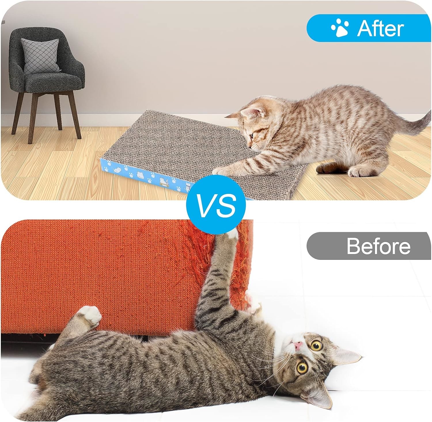 Reversible Durable Cat Scratch Pad Recyclable Cat Scratcher Cardboard
